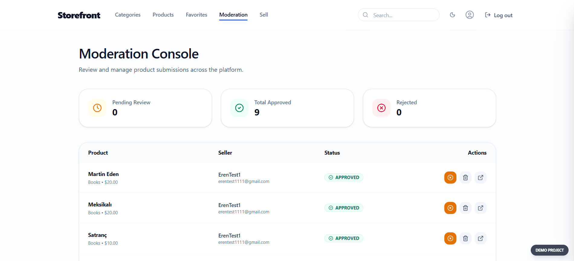 Storefront — Moderation Console